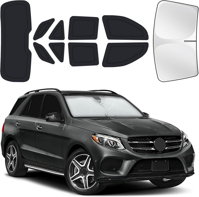 JASVIC for Mercedes-Benz GLE-Class 2012-2019 Car Window Shades, 10pcs Privacy Sun Shade Set for Front Windshield Side and Rear Windows, Full Window Covers Keeps Vehicle Cool for Camping Napping - Image 1